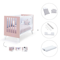 Cuna de colecho 60x120 cm (4en1) rosa pastel · Nexo Due Flamingo C187D-M7742