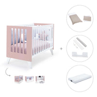 Cuna de colecho 60x120 cm (4en1) rosa pastel · Nexo Due Flamingo C187D-M7742