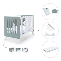 Cuna colecho 60x120 cm (4en1) blanco/verde eucalipto · Nexo Due Eucalyptus C187D-M7757