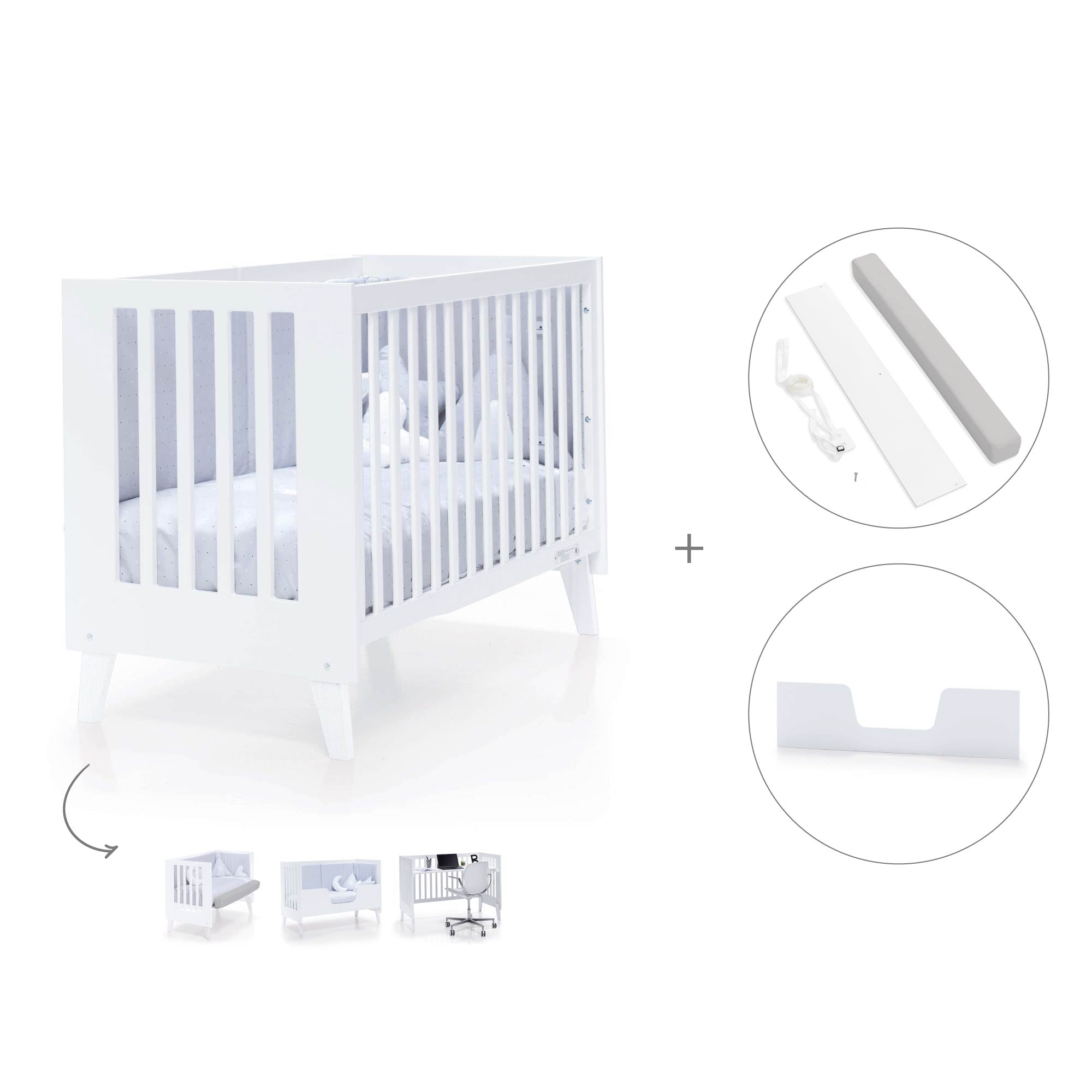 Cuna colecho blanca 60x120 cm (4en1) · Nexo Due White C187D-M7700