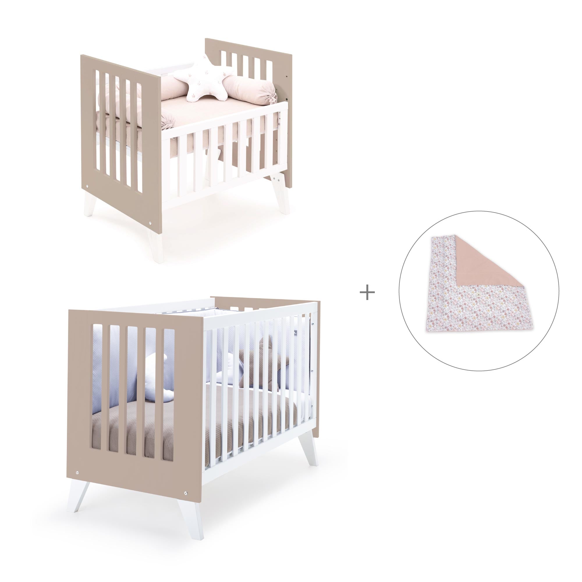 Minicuna y cuna todo en uno (7en1) blanca/beige · Nexo Tre Arena C187T-M7753