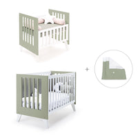 Minicuna y cuna todo en uno (7en1) blanca/verde-oliva · Nexo Tre Erba C187T-M7756