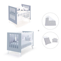 Minicuna y cuna todo en uno (7en1) blanca/azul · Nexo Tre Blu denim C187T-M7741
