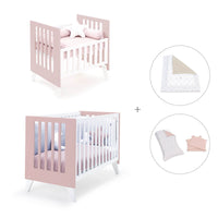 Minicuna y cuna todo en uno (7en1) blanca/rosa claro · Nexo Tre Flamingo C187T-M7742