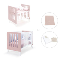 Minicuna y cuna todo en uno (7en1) blanca/rosa claro · Nexo Tre Flamingo C187T-M7742