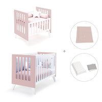 Minicuna y cuna todo en uno (7en1) blanca/rosa claro · Nexo Tre Flamingo C187T-M7742