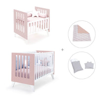 Minicuna y cuna todo en uno (7en1) blanca/rosa claro · Nexo Tre Flamingo C187T-M7742
