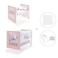 Minicuna y cuna todo en uno (7en1) blanca/rosa claro · Nexo Tre Flamingo C187T-M7742