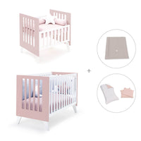 Minicuna y cuna todo en uno (7en1) blanca/rosa claro · Nexo Tre Flamingo C187T-M7742