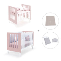 Minicuna y cuna todo en uno (7en1) blanca/rosa claro · Nexo Tre Flamingo C187T-M7742