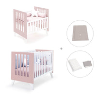 Minicuna y cuna todo en uno (7en1) blanca/rosa claro · Nexo Tre Flamingo C187T-M7742
