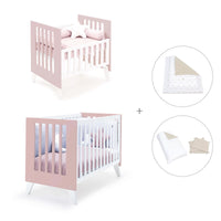 Minicuna y cuna todo en uno (7en1) blanca/rosa claro · Nexo Tre Flamingo C187T-M7742