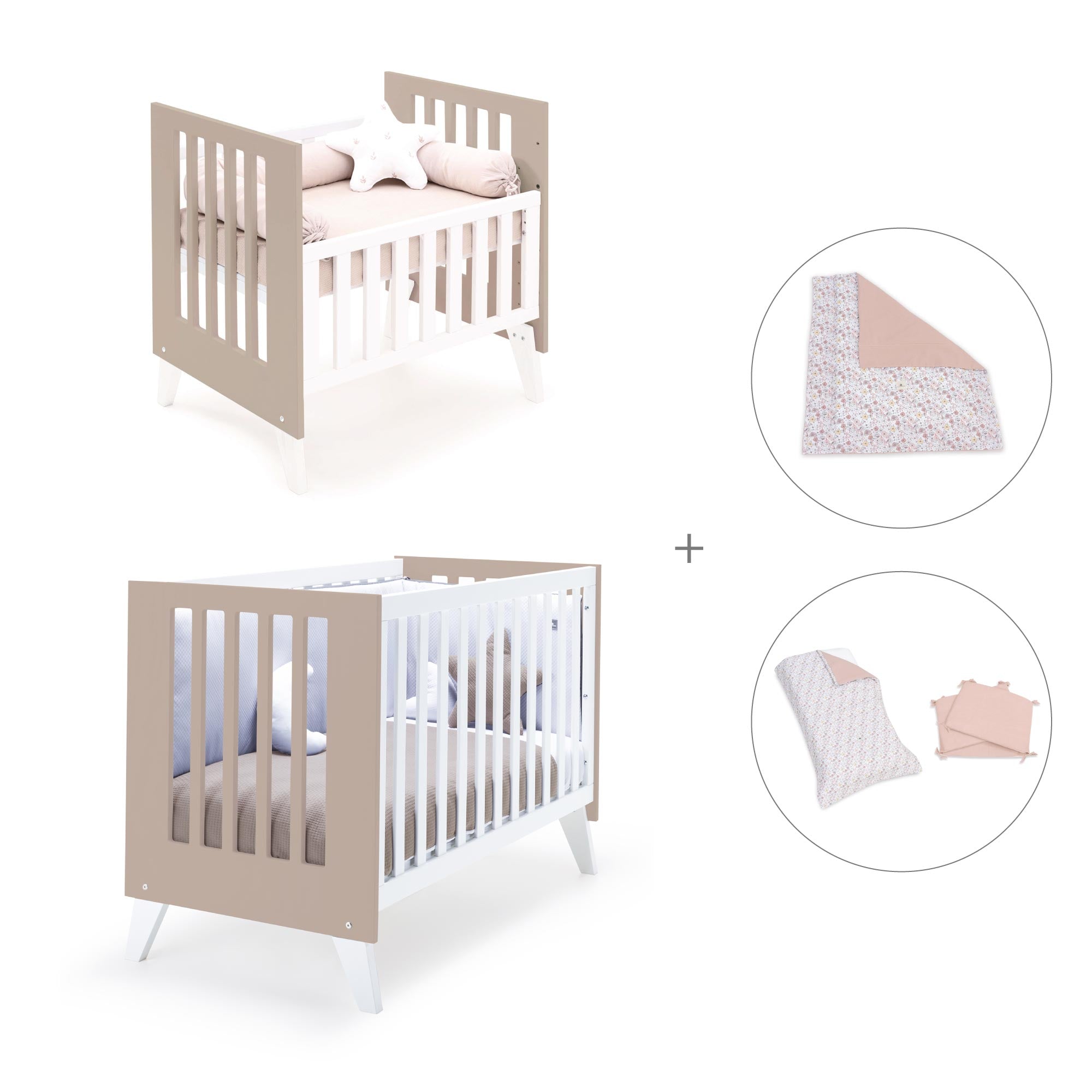Minicuna y cuna todo en uno (7en1) blanca/beige · Nexo Tre Arena C187T-M7753