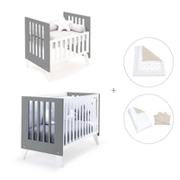 Minicuna y cuna todo en uno (7en1) blanca/antracita · Nexo Tre Antracita C187T-M7758