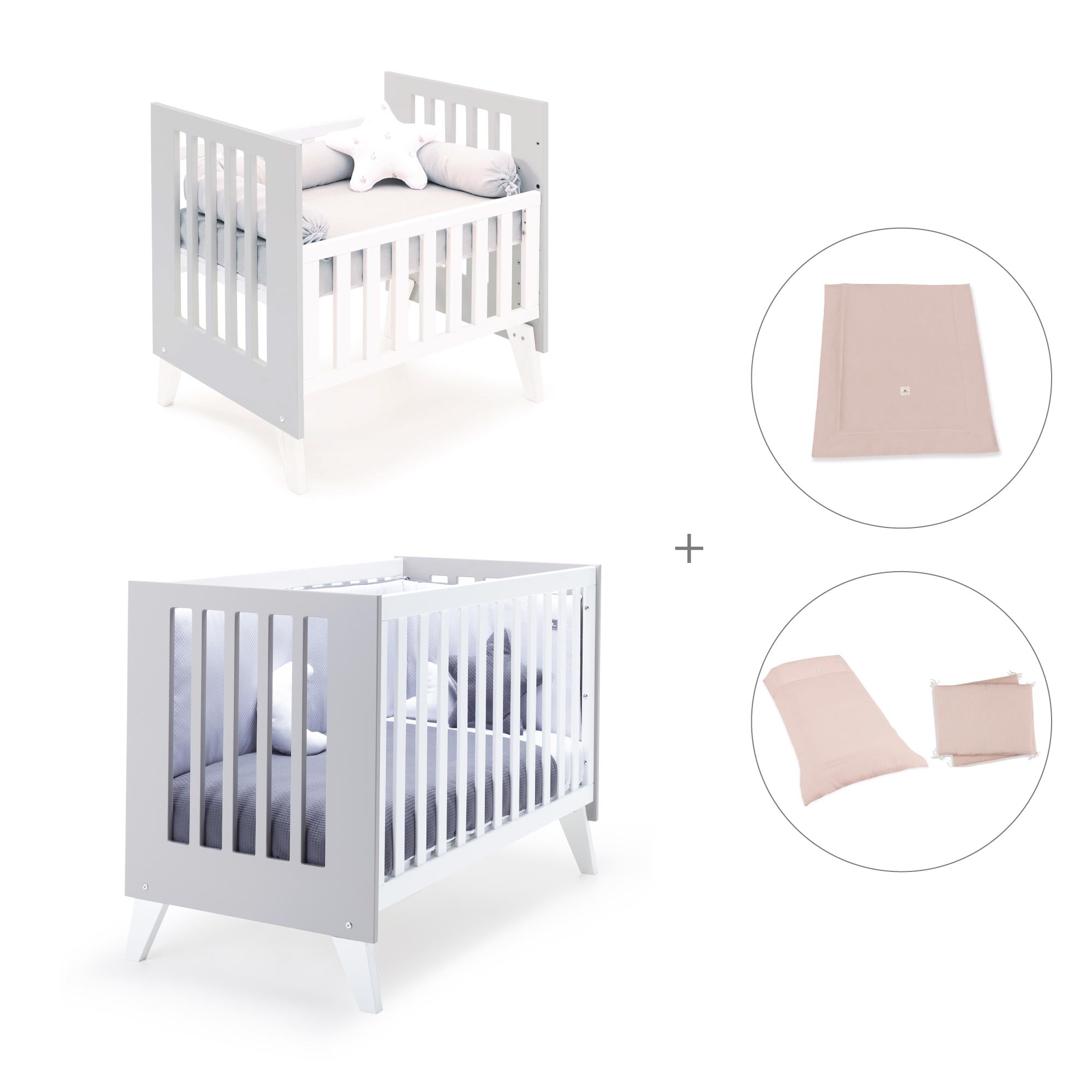 Minicuna y cuna todo en uno (7en1) blanca/gris · Nexo Tre Grey C187T-M7778