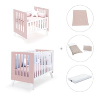 Minicuna y cuna todo en uno (7en1) blanca/rosa claro · Nexo Tre Flamingo C187T-M7742