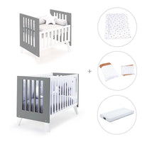 Minicuna y cuna todo en uno (7en1) blanca/antracita · Nexo Tre Antracita C187T-M7758