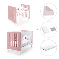 Minicuna y cuna todo en uno (7en1) blanca/rosa · Nexo Tre Quarzo C187T-M7759