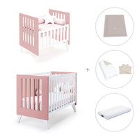 Minicuna y cuna todo en uno (7en1) blanca/rosa · Nexo Tre Quarzo C187T-M7759