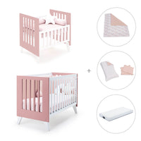 Minicuna y cuna todo en uno (7en1) blanca/rosa · Nexo Tre Quarzo C187T-M7759