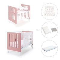 Minicuna y cuna todo en uno (7en1) blanca/rosa · Nexo Tre Quarzo C187T-M7759