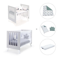 Minicuna y cuna todo en uno (7en1) blanca/gris · Nexo Tre Grey C187T-M7778