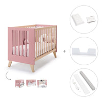 Cuna de colecho 60x120 cm (4en1) madera/rosado · Nexor Due Quarzo C187RD-M5995