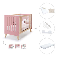 Cuna de colecho 60x120 cm (4en1) madera/rosado · Nexor Due Quarzo C187RD-M5995