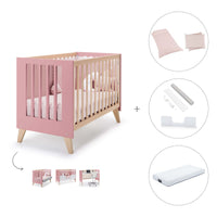 Cuna de colecho 60x120 cm (4en1) madera/rosado · Nexor Due Quarzo C187RD-M5995