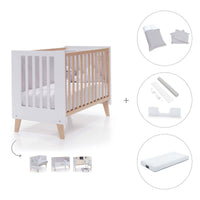 Cuna de colecho 60x120 cm (4en1) madera/blanca · Nexor Due White C187RD-M7795