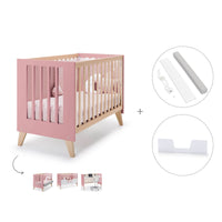 Cuna de colecho 60x120 cm (4en1) madera/rosado · Nexor Due Quarzo C187RD-M5995