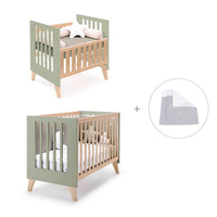 Minicuna convertible en cuna (7en1) madera/verde-oliva · Nexor Tre Erba C187RT-M5695