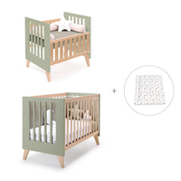 Minicuna convertible en cuna (7en1) madera/verde-oliva · Nexor Tre Erba C187RT-M5695
