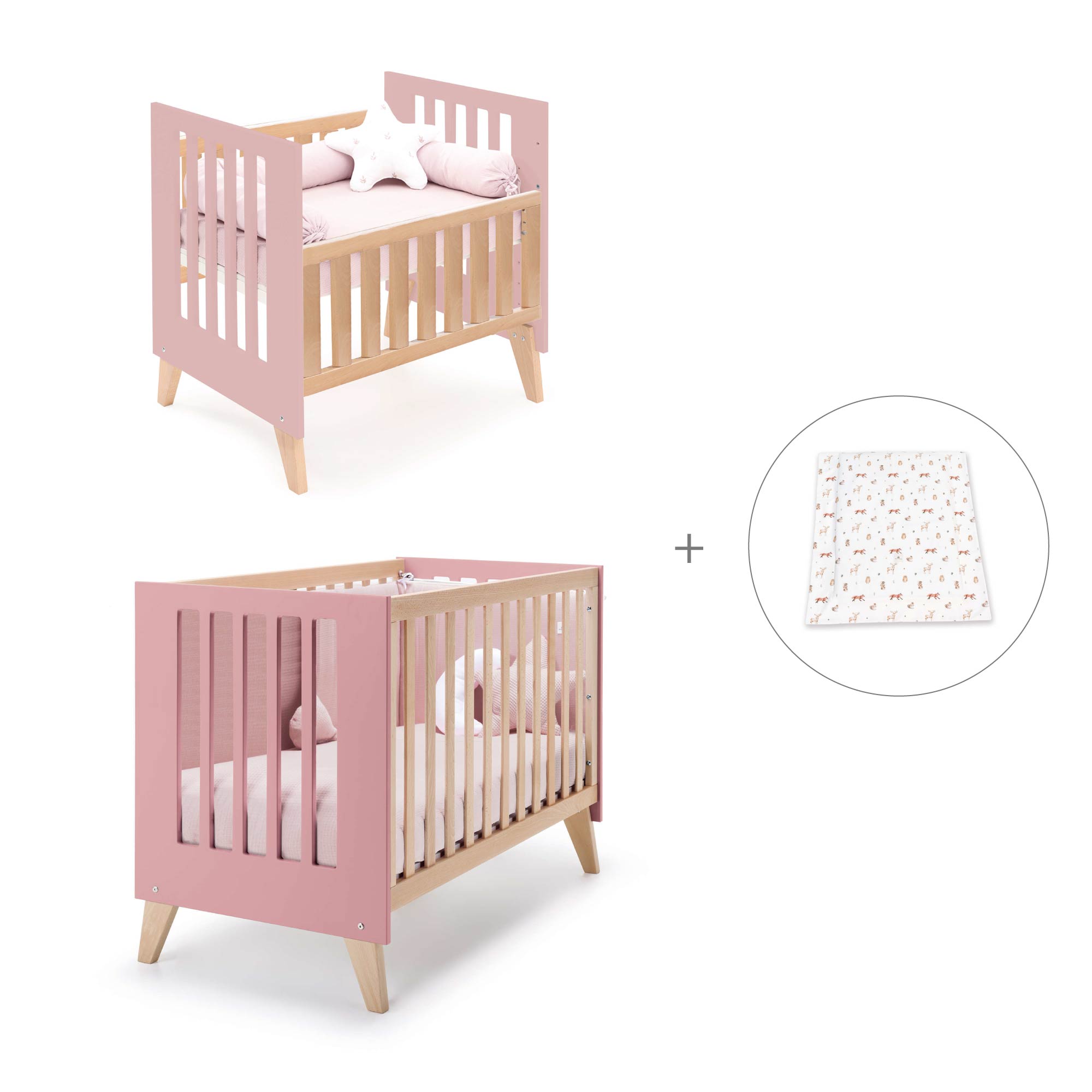 Minicuna convertible en cuna (7en1) madera/rosado · Nexor Tre Quarzo C187RT-M5995