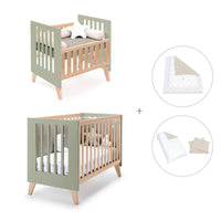 Minicuna convertible en cuna (7en1) madera/verde-oliva · Nexor Tre Erba C187RT-M5695