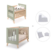 Minicuna convertible en cuna (7en1) madera/verde-oliva · Nexor Tre Erba C187RT-M5695