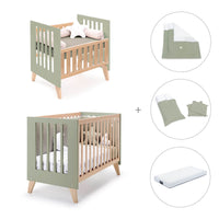 Minicuna convertible en cuna (7en1) madera/verde-oliva · Nexor Tre Erba C187RT-M5695