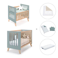 Minicuna convertible en cuna (7en1) madera/verde · Nexor Tre Eucalyptus C187RT-M5795