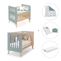 Minicuna convertible en cuna (7en1) madera/verde · Nexor Tre Eucalyptus C187RT-M5795