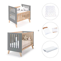 Minicuna convertible en cuna (7en1) madera/antracita · Nexor Tre Antracita C187RT-M5895