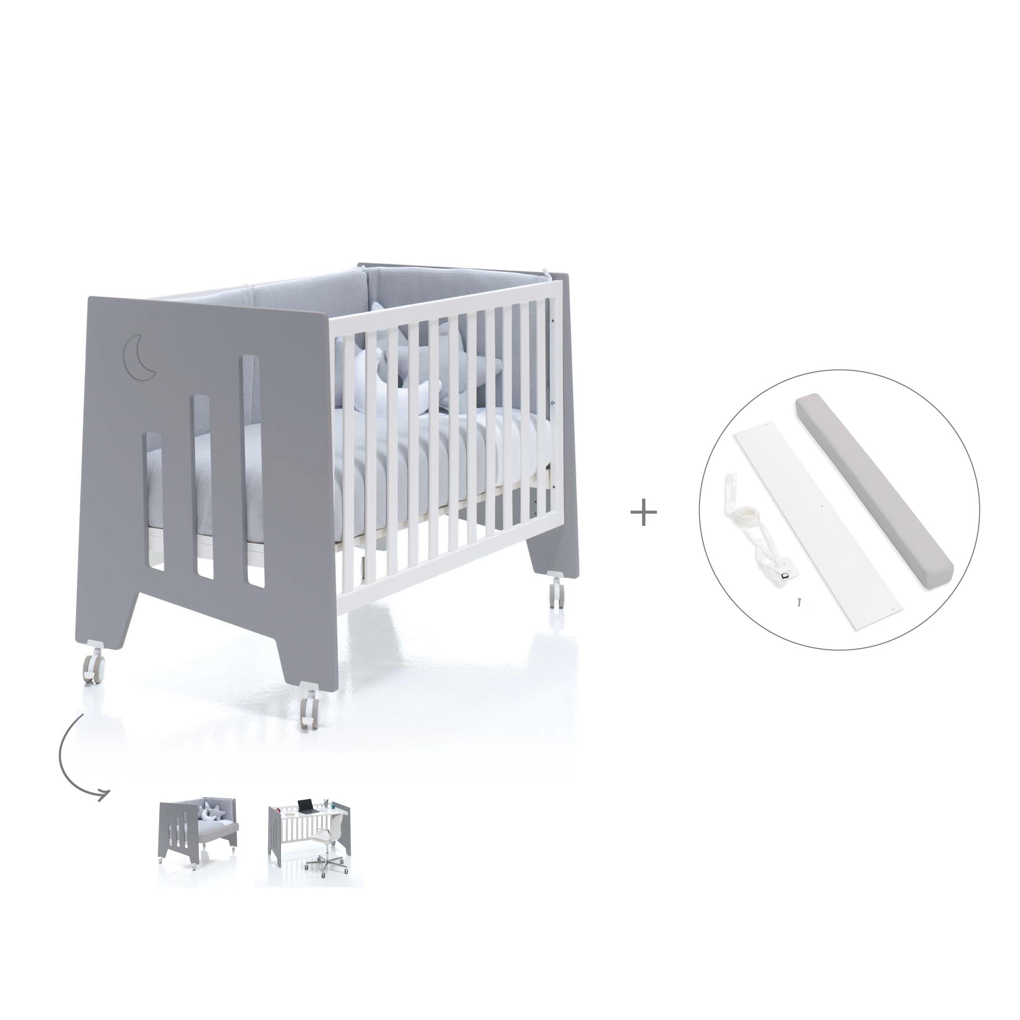 Cuna colecho 60x120 cm (5en1) blanco/antracita · Omni Due Antracita C181D-M7758