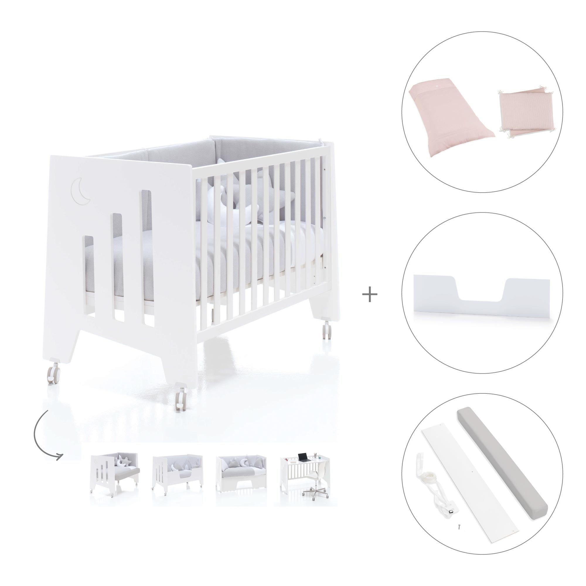 Cuna colecho madera blanca 60x120 cm (5en1) · Omni Due White C181D-M7700