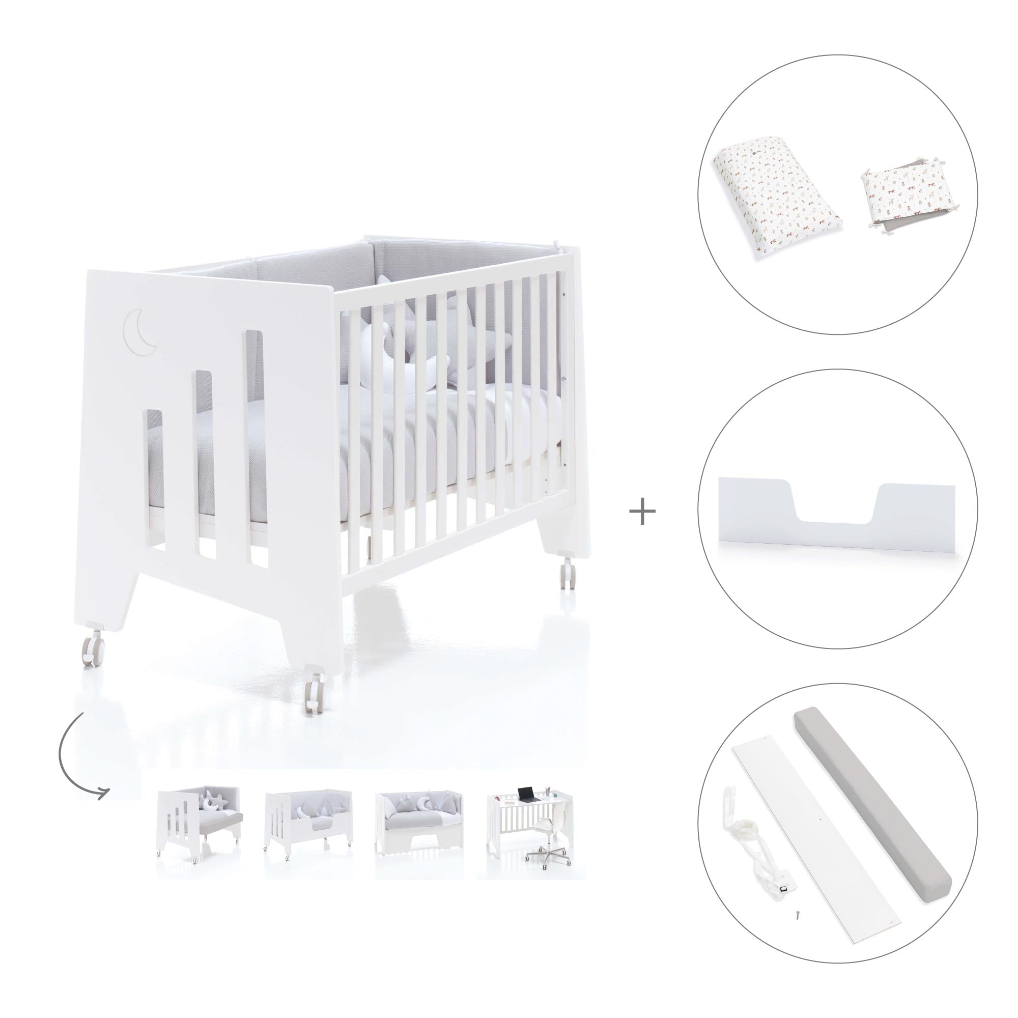 Cuna colecho madera blanca 60x120 cm (5en1) · Omni Due White C181D-M7700