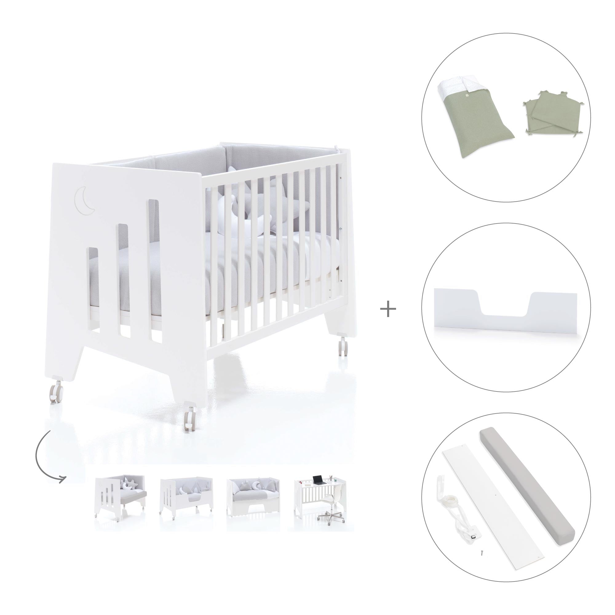 Cuna colecho madera blanca 60x120 cm (5en1) · Omni Due White C181D-M7700