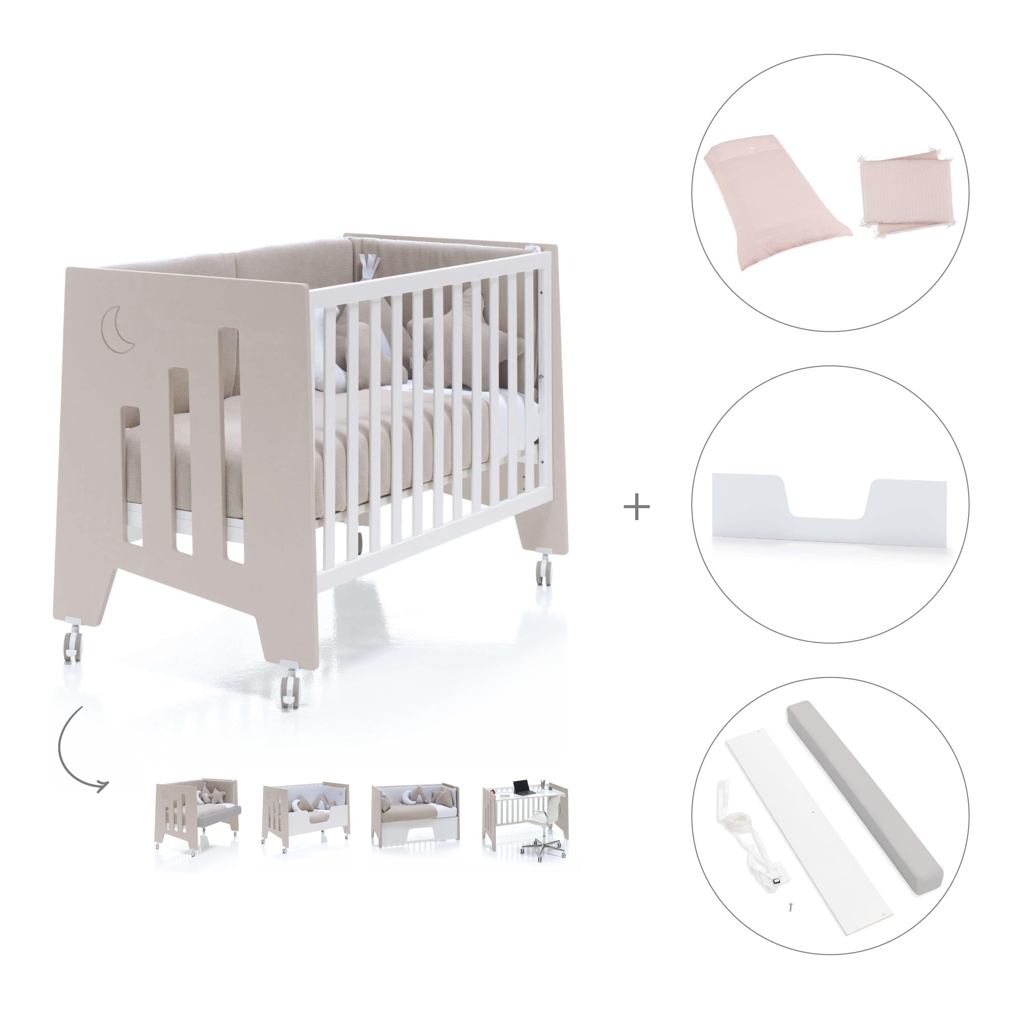 Cuna-escritorio 60x120 cm (2en1) beige · Omni Due Arena C181D-M7753