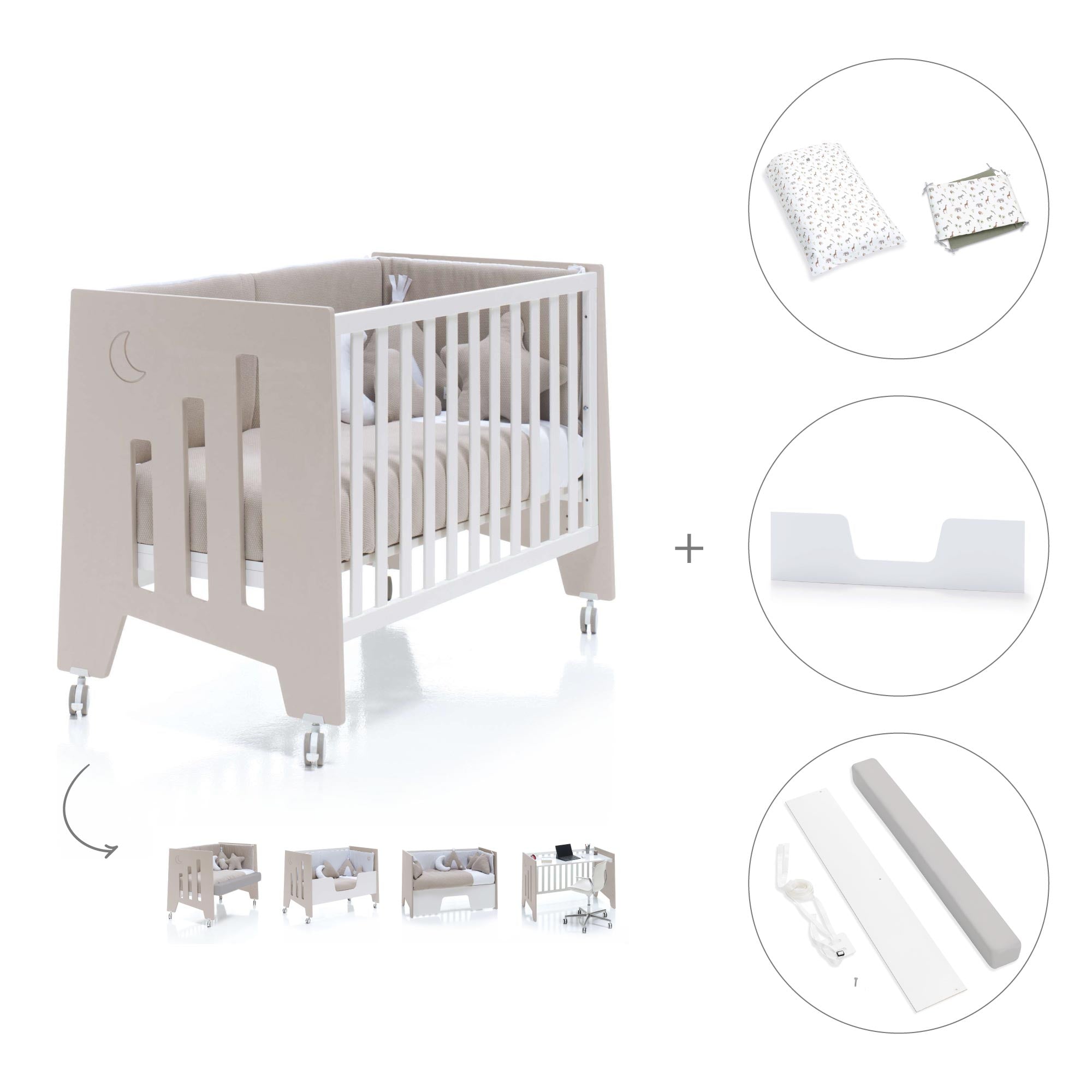 Cuna-escritorio 60x120 cm (2en1) beige · Omni Due Arena C181D-M7753