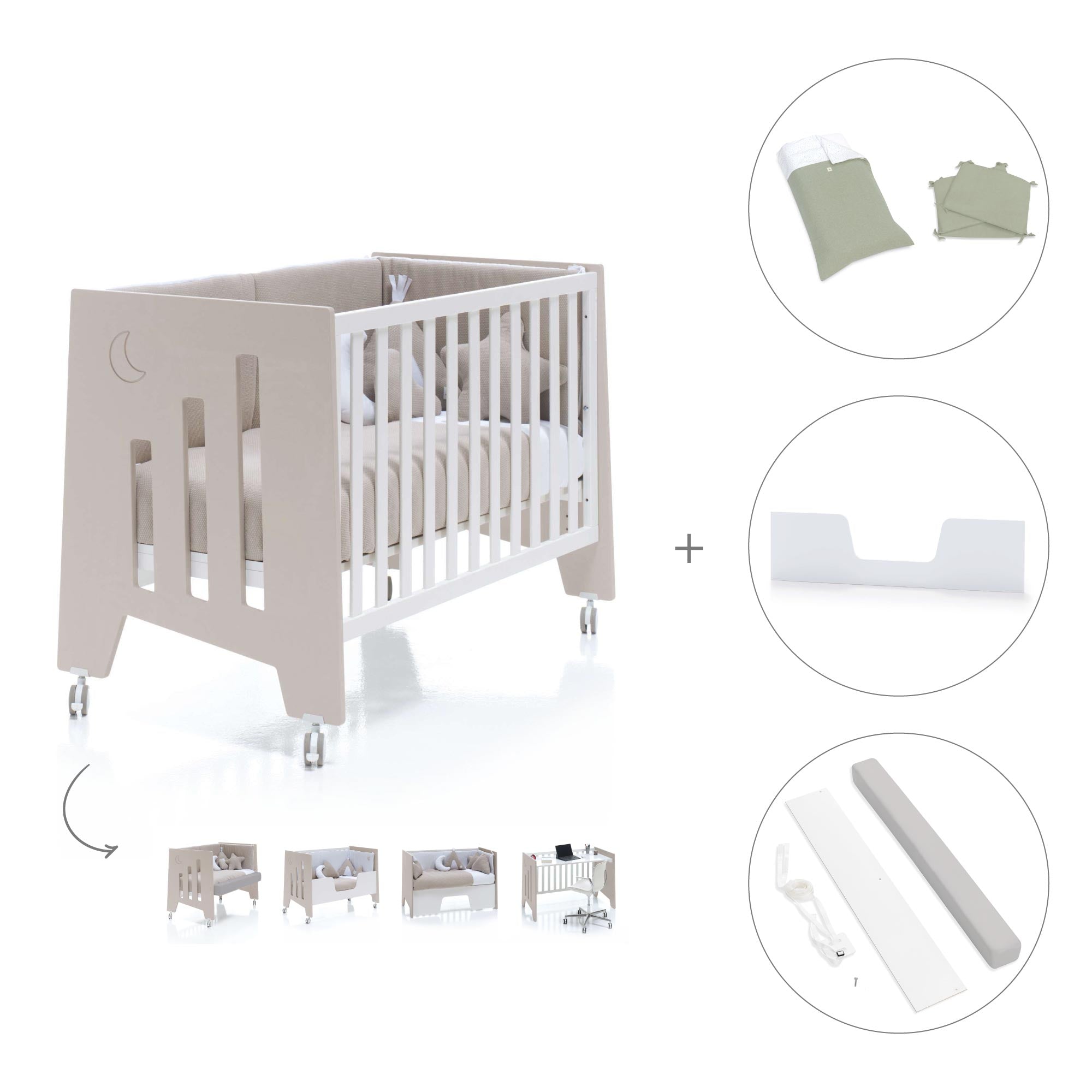 Cuna-escritorio 60x120 cm (2en1) beige · Omni Due Arena C181D-M7753