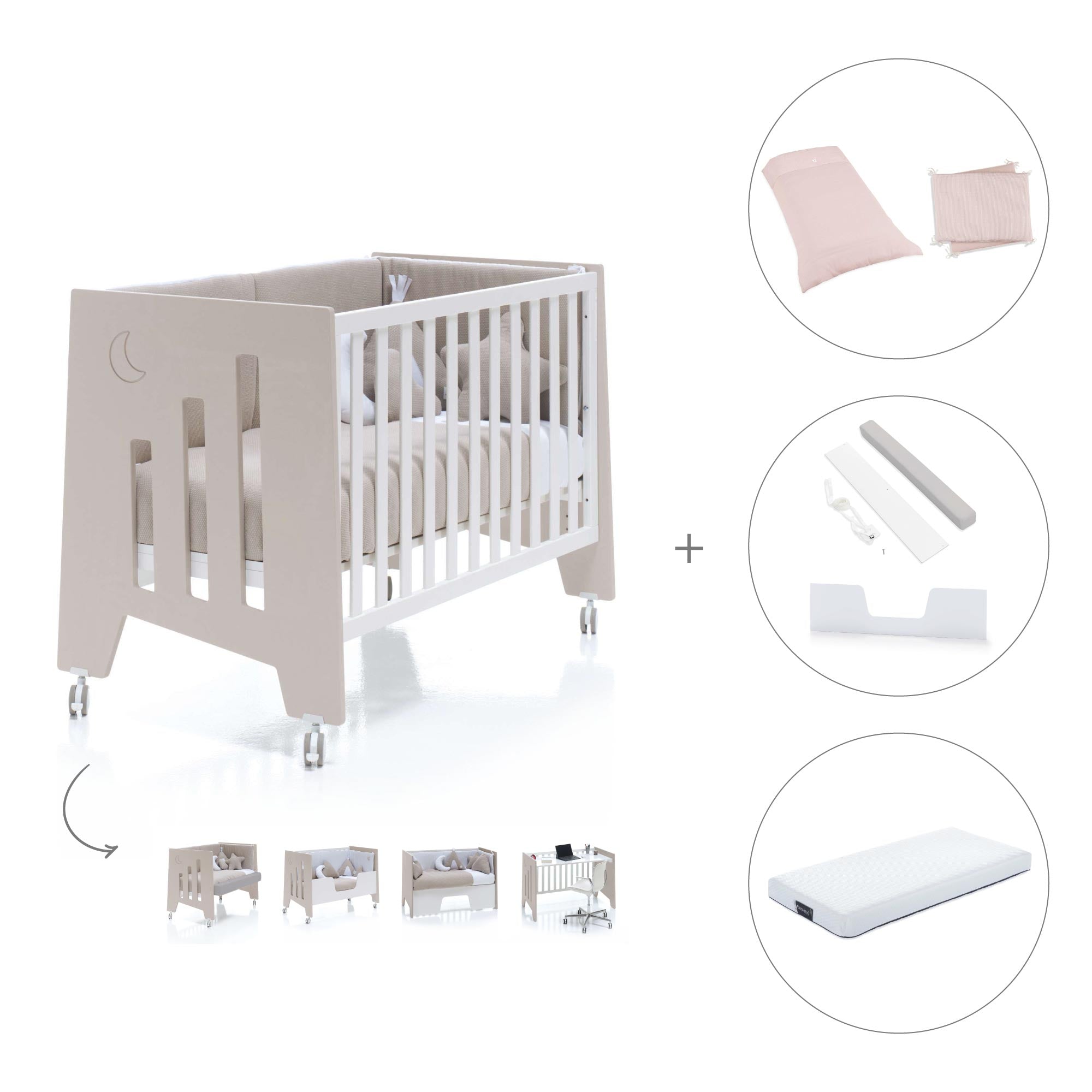 Cuna-escritorio 60x120 cm (2en1) beige · Omni Due Arena C181D-M7753