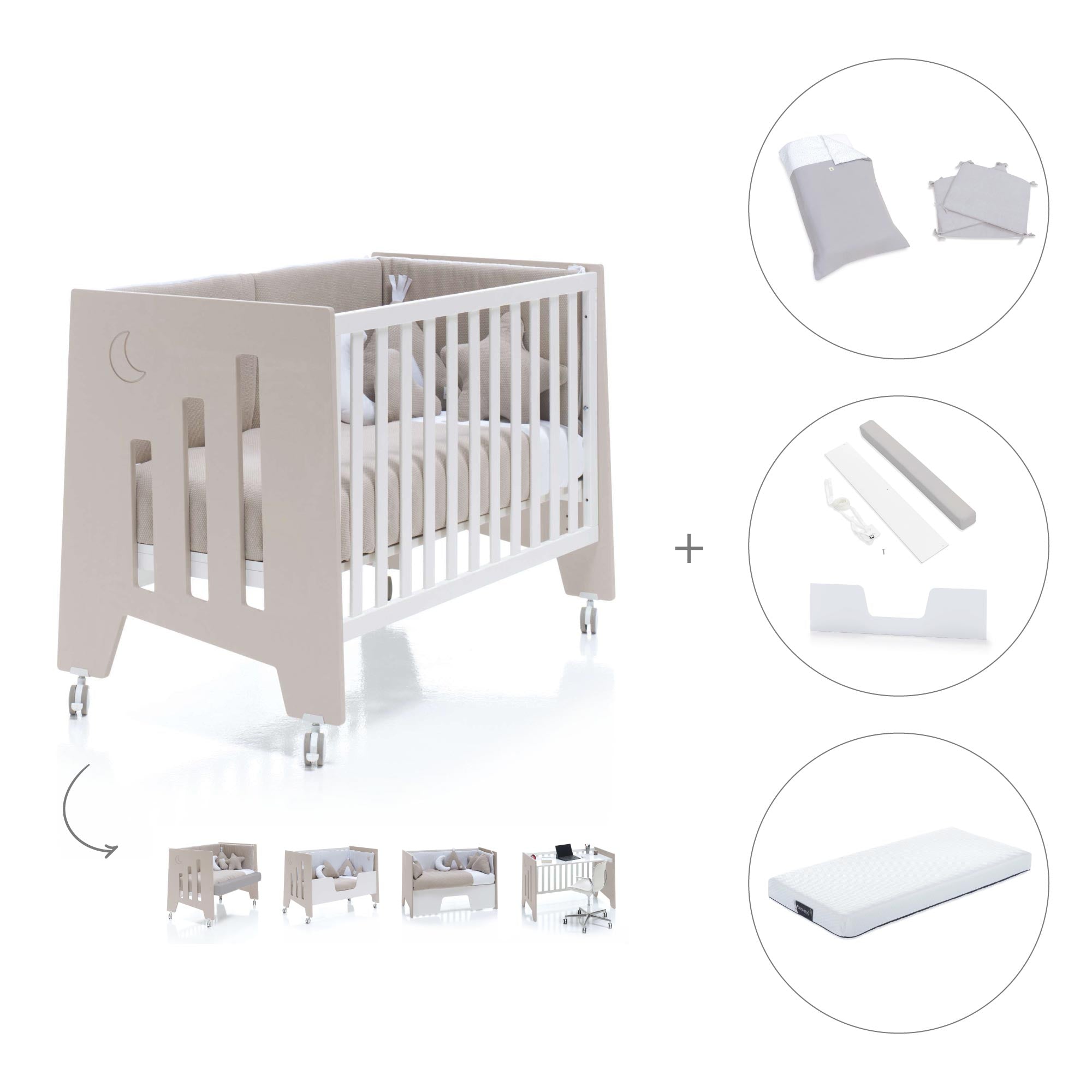 Cuna-escritorio 60x120 cm (2en1) beige · Omni Due Arena C181D-M7753