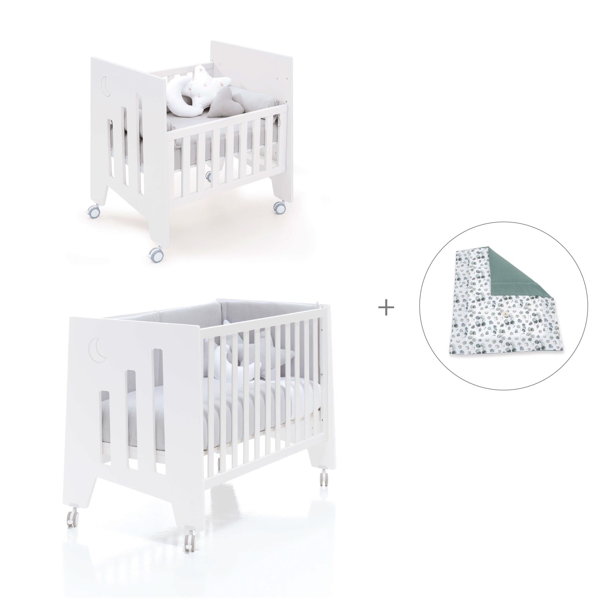 Minicuna 60x80 cm y cuna 60x120 cm (7en1) blanca · Omni Tre White C181T-M7700